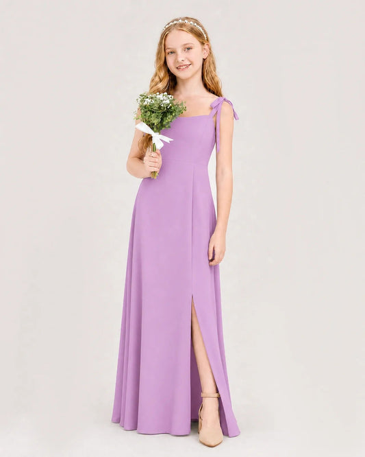 Elegant A Line Square Neck Sleeveless Open Back Maxi Wedding Dress