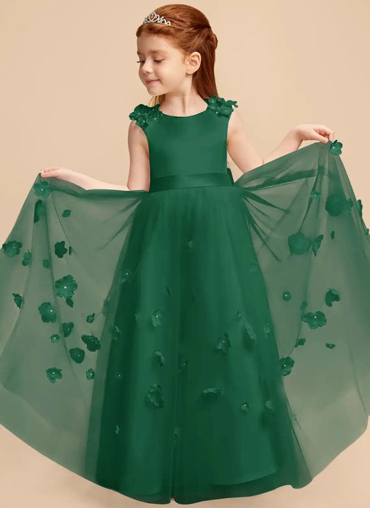 Elegant A Line Round Neck Sleeveless Zipper Back Floor Length First Communion Dress