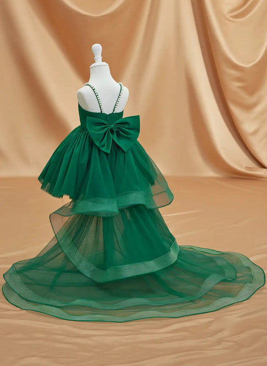 Elegant A Line Square Neck Sleeveless Bow Back High Low Party Dress