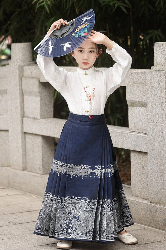 Elegant A Line Mandarin Collar Long Sleeve Tie Back Maxi Girls Dress