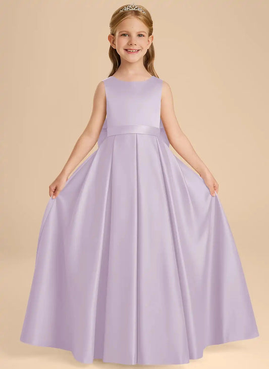 Elegant A-Line Round Neck Sleeveless V Back Floor Length First Communion Dress