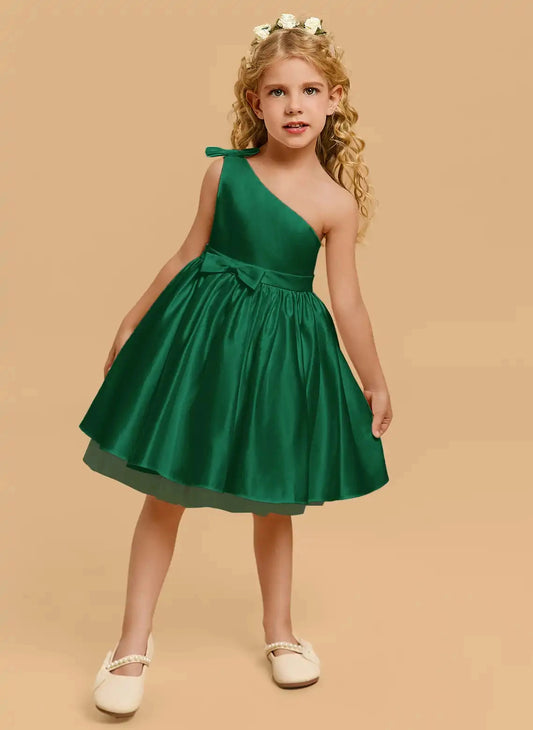 Elegant A Line One Shoulder Sleeveless Open Back Knee Length Party Dress