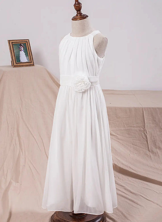 Elegant A?Line Halter Sleeveless Zipper?Back Midi First Communion Dress  >