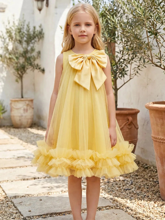 Playful A?Line Round?Neck Sleeveless Zip?Back Knee?Length Summer Flower Girl Dress