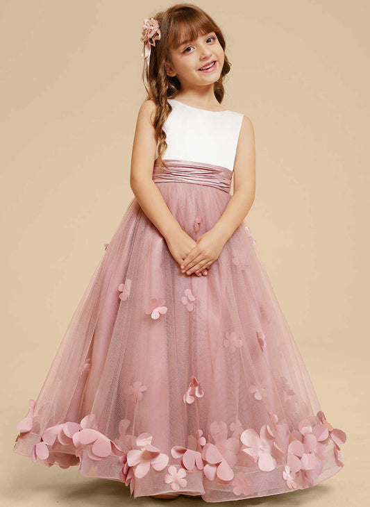 3D Floral Tulle Flower Girl Dress, Princess Ball Gown for Weddings & Special Occasions