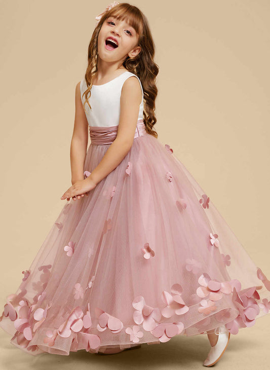 3D Floral Tulle Flower Girl Dress, Princess Ball Gown for Weddings & Special Occasions