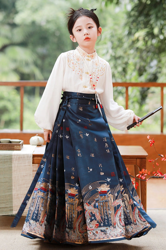 Elegant A Line Mandarin Collar Long Sleeve Tie Back Maxi Girls Dress