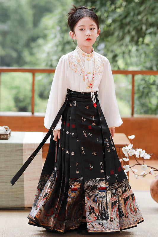 Elegant A Line Mandarin Neck Long Sleeve Tie Back Maxi Girls Dress