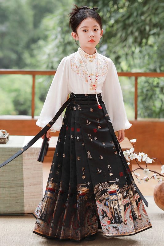 Elegant A Line Mandarin Neck Long Sleeve Tie Back Maxi Girls Dress