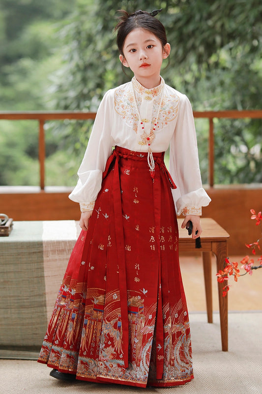 Elegant A Line Mandarin Collar Long Sleeve Tie Back Floor Length Hanfu Dress