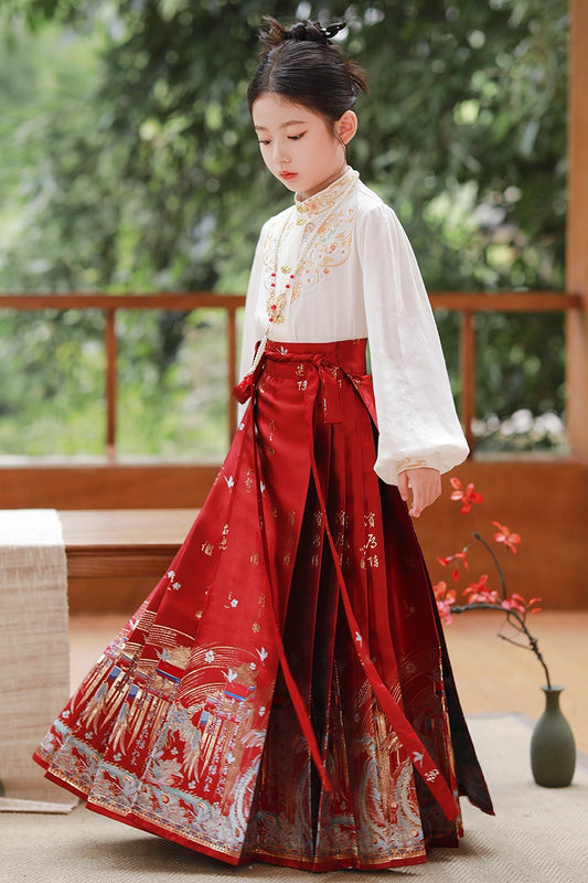 Elegant A Line Mandarin Collar Long Sleeve Tie Back Floor Length Hanfu Dress