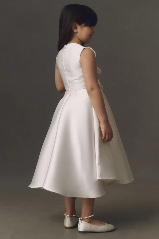 Charming A-Line Round Neck Sleeveless Zipper-Back Tea-Length Flower Girl Dresses