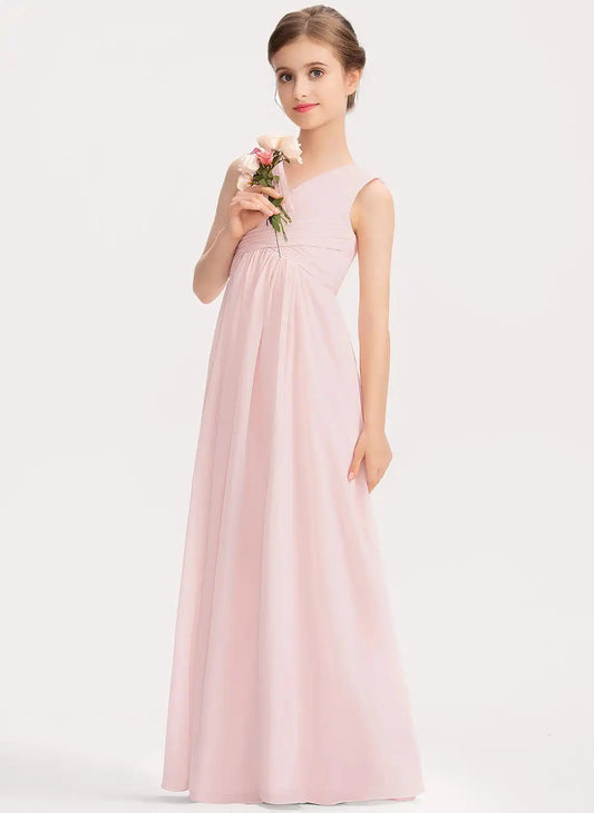 Elegant A?Line V?Neck Sleeveless V?Back Floor?Length First Communion Dresses