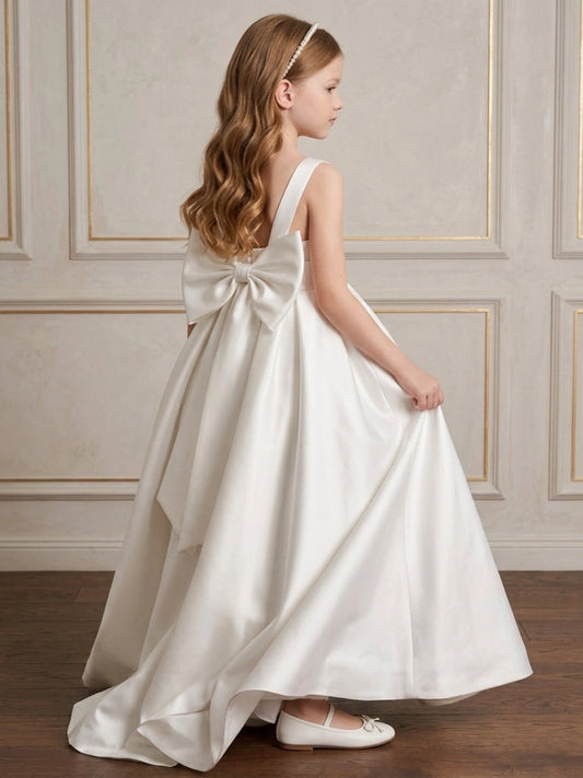 Classic A?Line Square Neck Sleeveless Square?Back Floor?Length Flower Girl dress