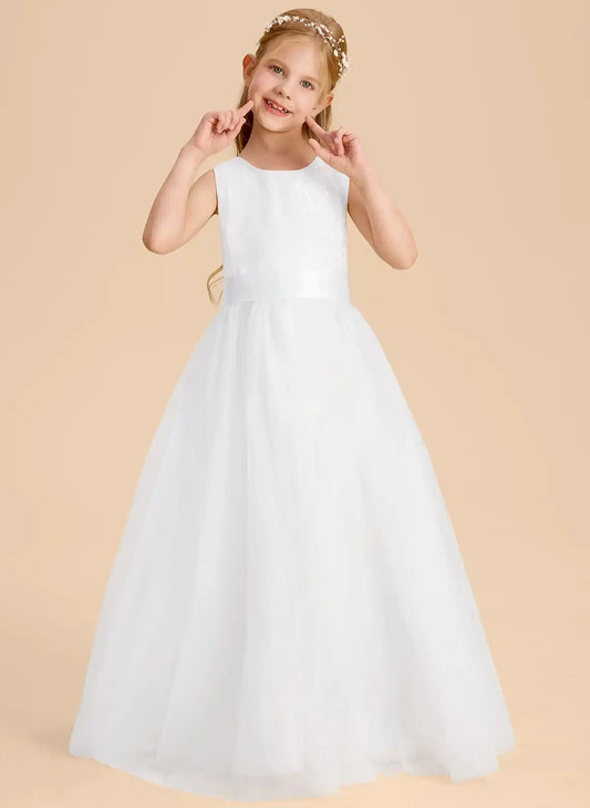 Heowos White Heart Cutout First Communion Dress Sleeveless Floor?Length