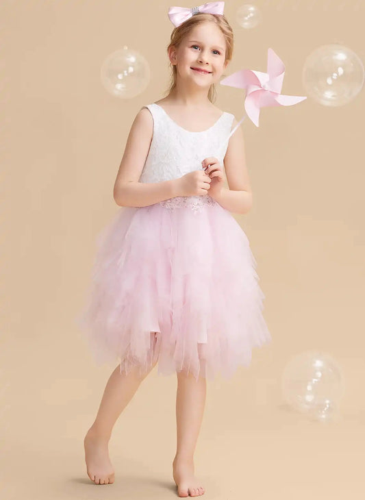 Sweet A Line Round Neck Sleeveless Back Zip Knee Length Party Dress