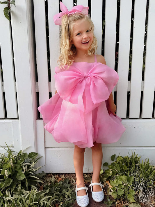 Playful A-Line Sweetheart Neck Spaghetti Strap Bow Back Flower Girl Dress